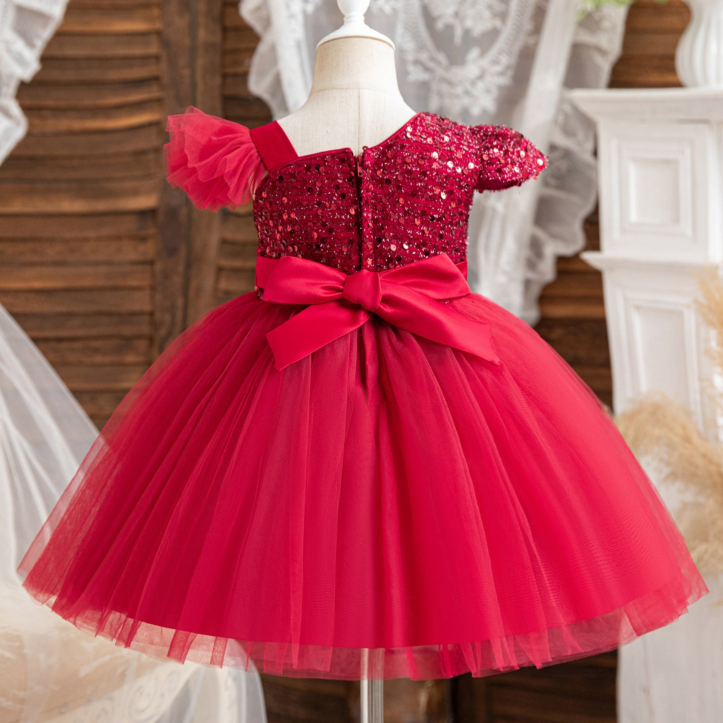 Vestido infantil con lazo Brillante Navideño
