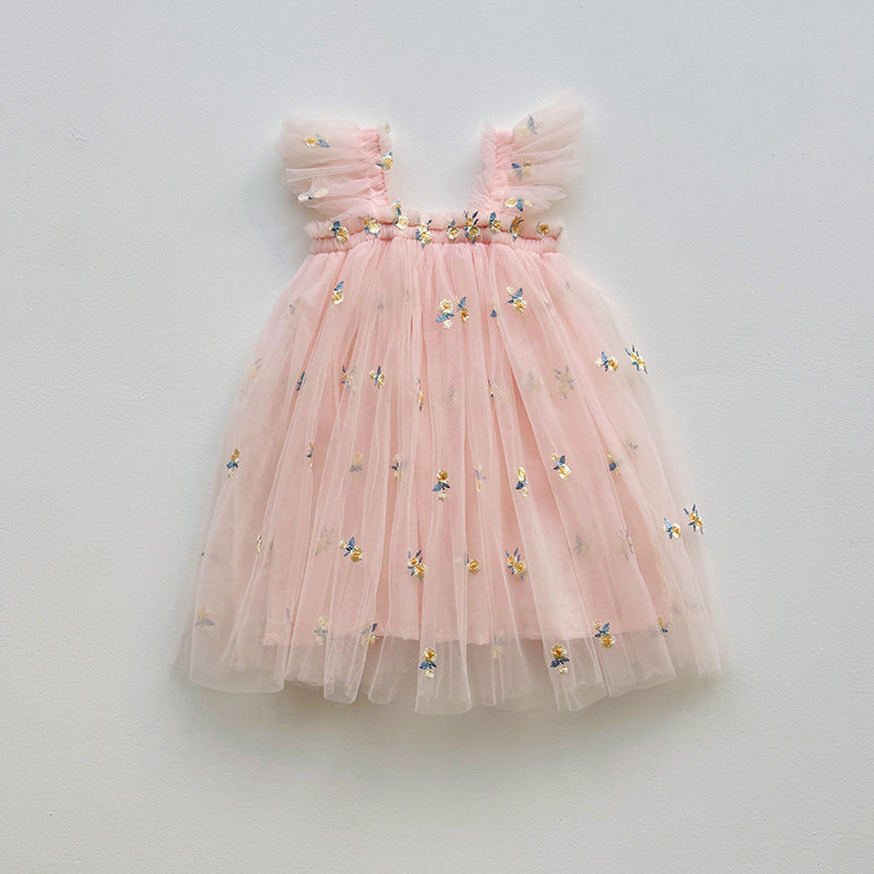 Vestido Infantil de Tul con Flores