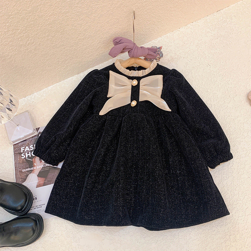 Vestido Infantil con Lazo de Perlas