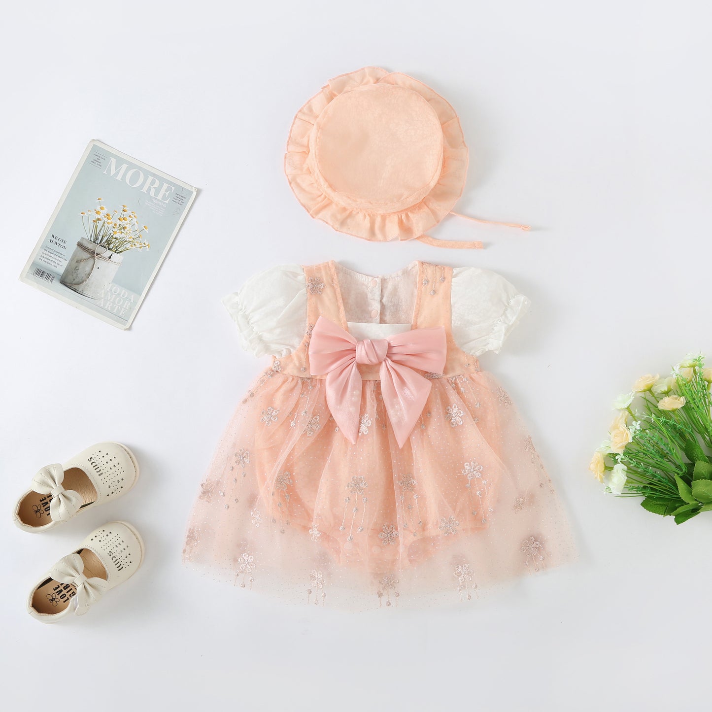 Vestido Infantil con Lazo Brillante