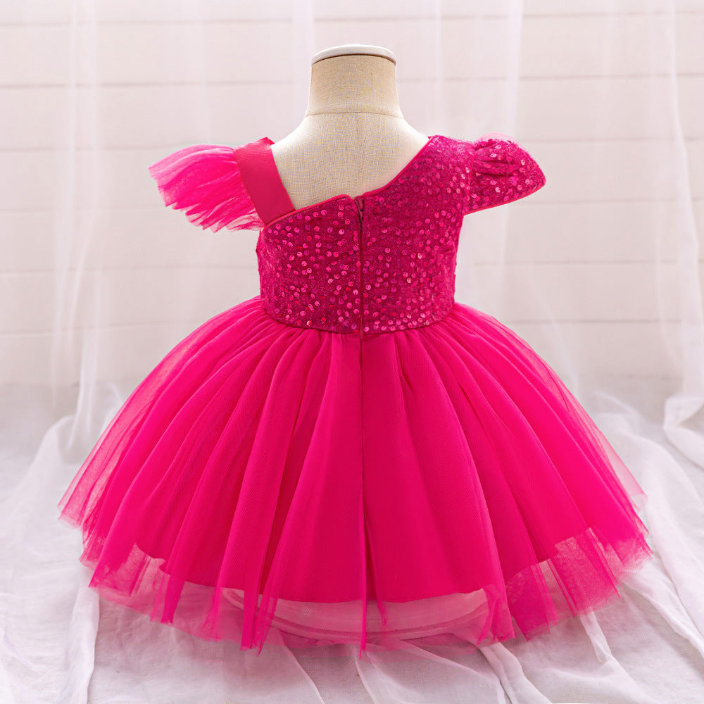 Vestido de Fiesta Infantil de Pedrería con Lazo