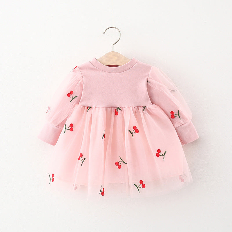 Vestido Infantil Cerejinhas Tule