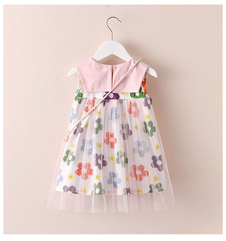 Vestido Infantil con Flores y Tul