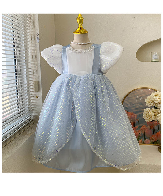 Vestido Infantil Azul Brillante