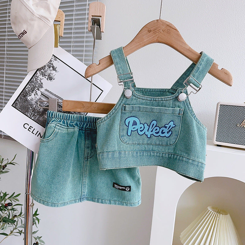 Conjunto Infantil de 3 Piezas en Denim y Rayas