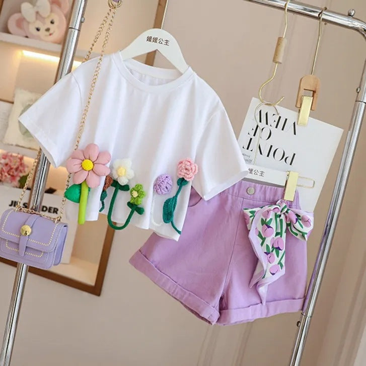 Conjunto Infantil Niña Flores Verano