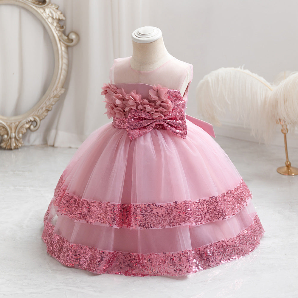 Vestido de fiesta con lazo brillante