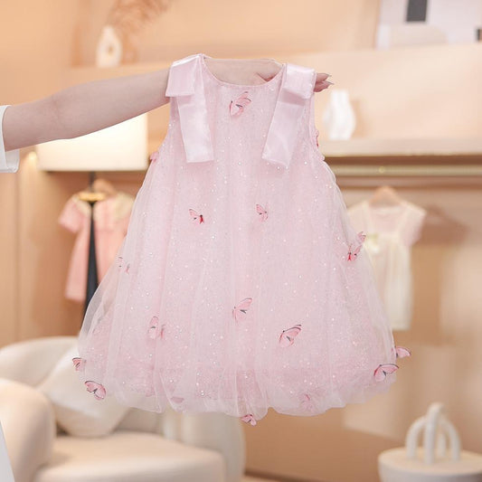 Vestido infantil de mariposa brillante