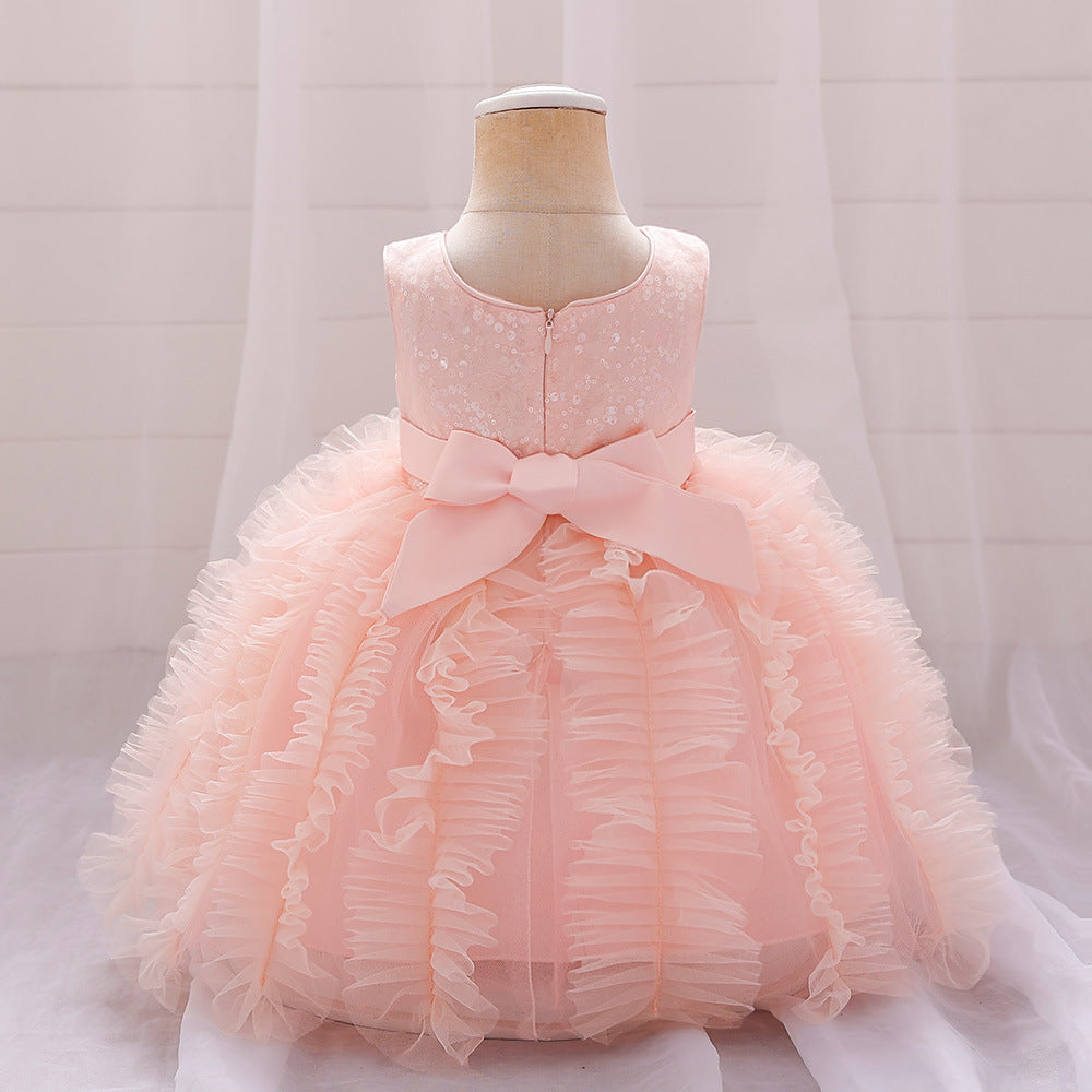Vestido infantil de tul brillante