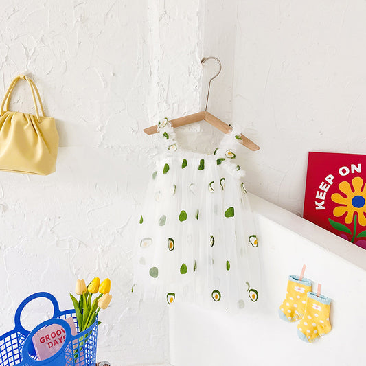 Vestido Infantil Tul Aguacate