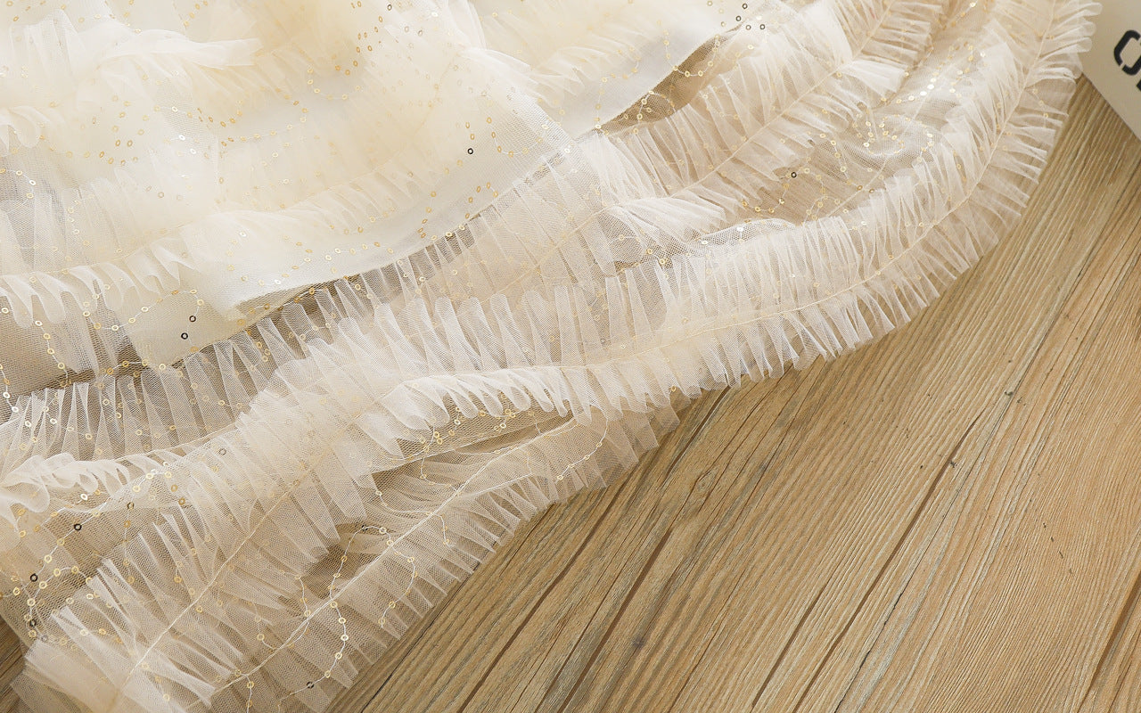 Vestido infantil de tul brillante