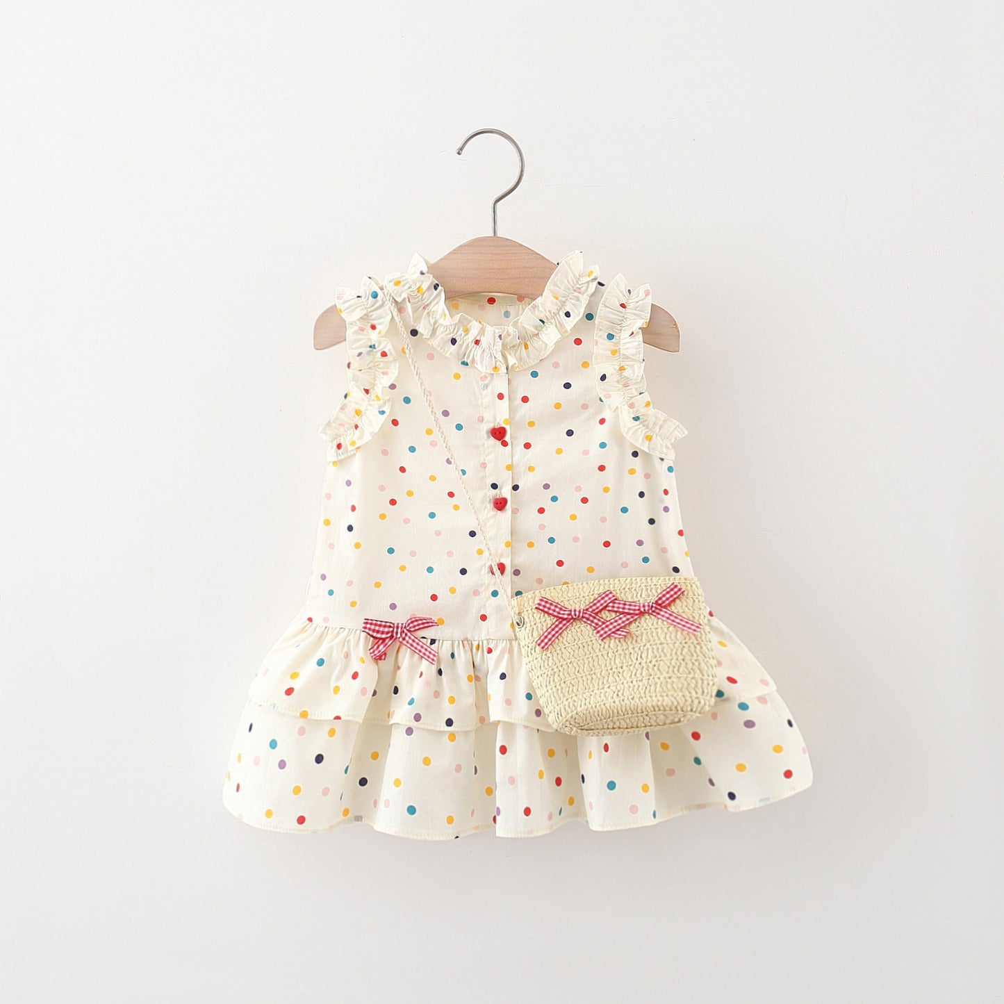 Vestido Infantil de Lunares con Lazos