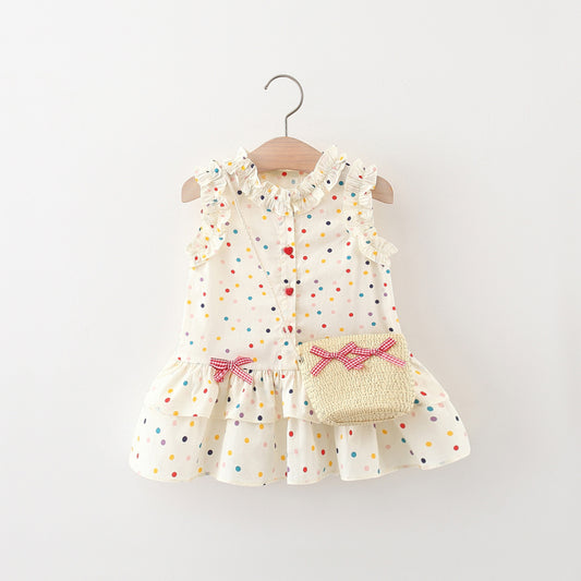 Vestido Infantil de Lunares con Lazos