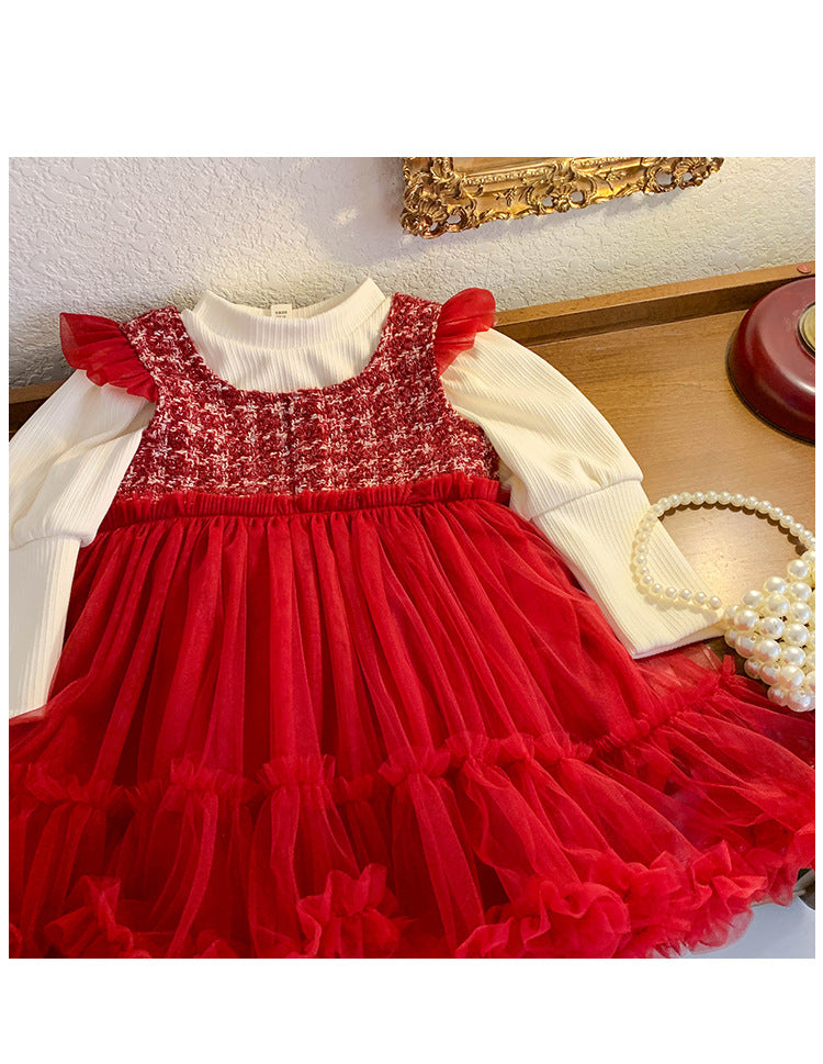 Vestido Infantil Rojo Invierno/Verano