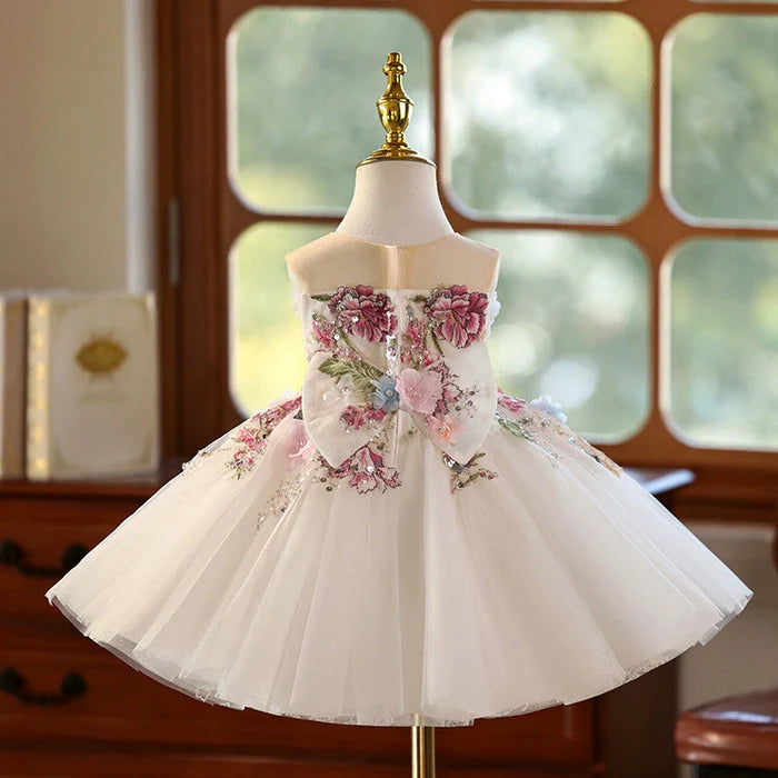Vestido de Fiesta Infantil Con Flores