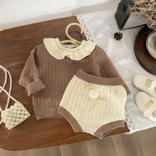 Conjunto de Punto para Niña con Cuello