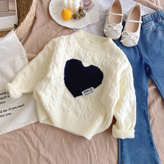 Blusa Infantil de Invierno Con Forma de Corazón
