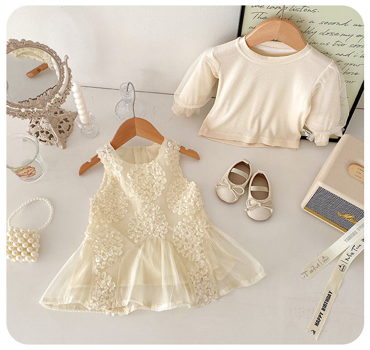 Conjunto Vestido Infantil Tul Flores