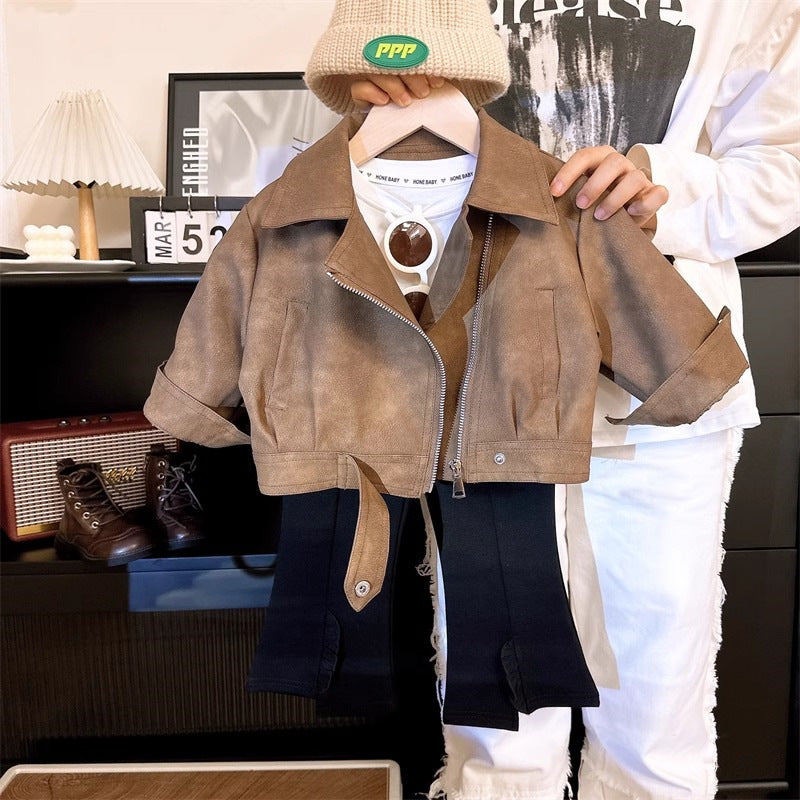 Chaqueta Infantil Con Botones Color Caramelo