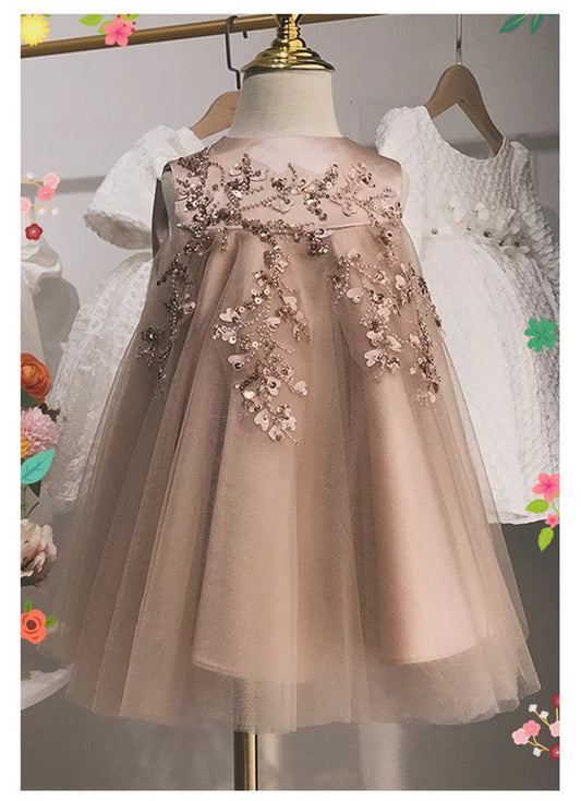 Vestido Infantil de Fiesta con Bordado Floral