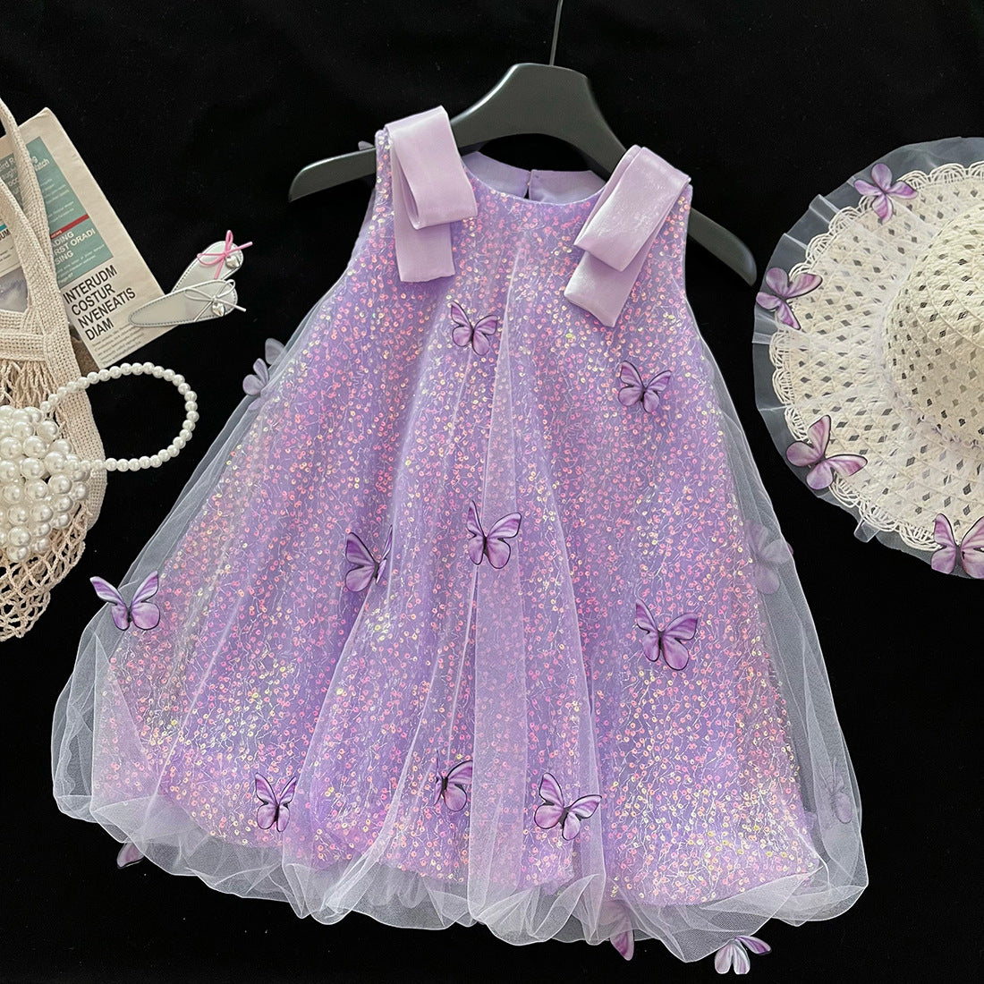 Vestido infantil de mariposa brillante