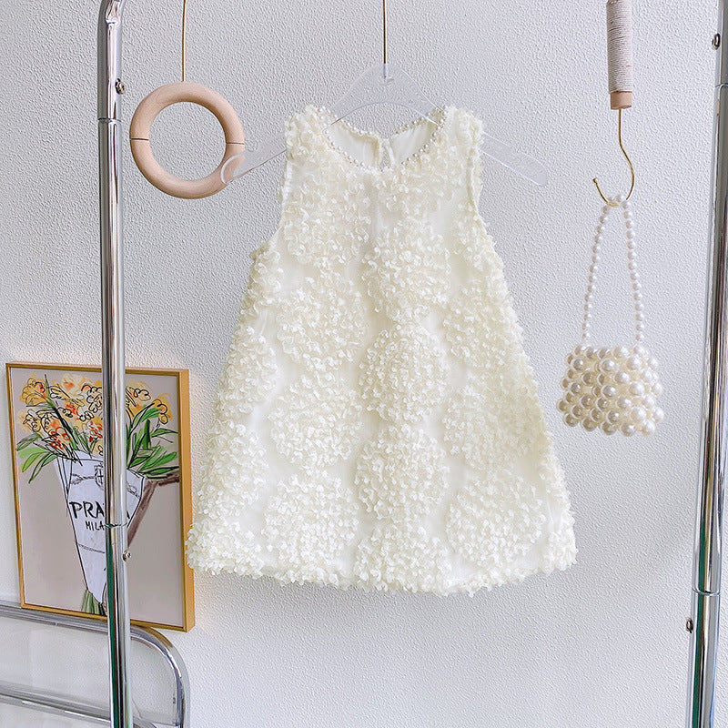 Vestido infantil con flores y lazo