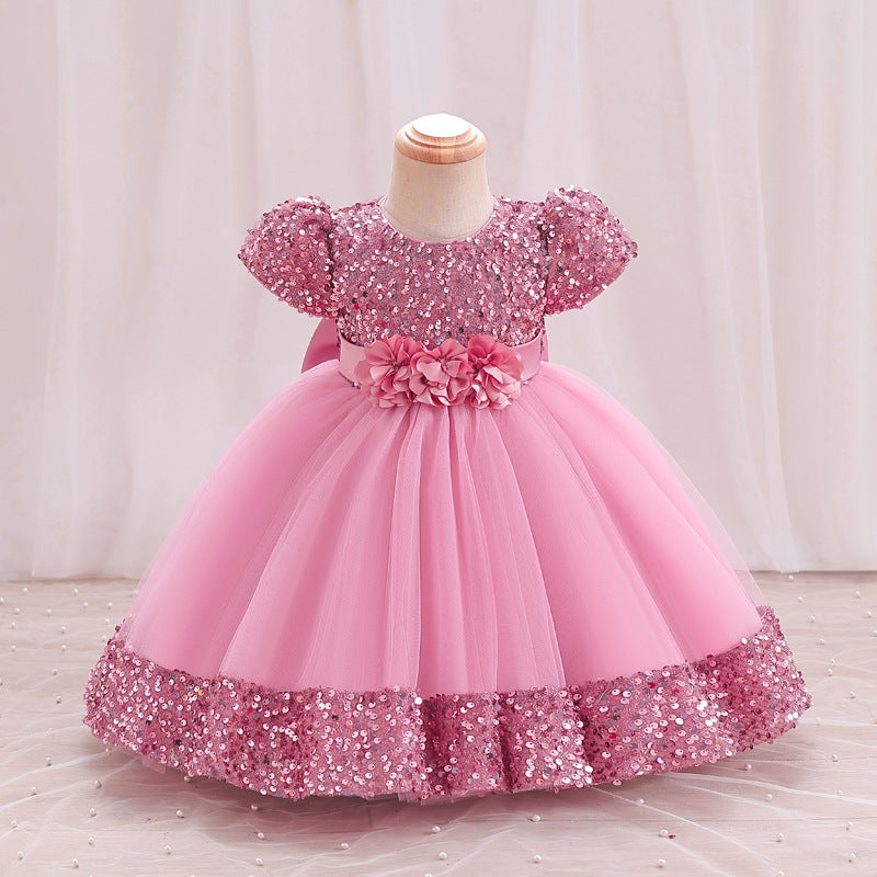 Vestido Infantil Flores Brillantes