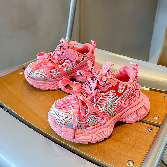 Zapatillas Infantiles Mujer Plata y Rosa