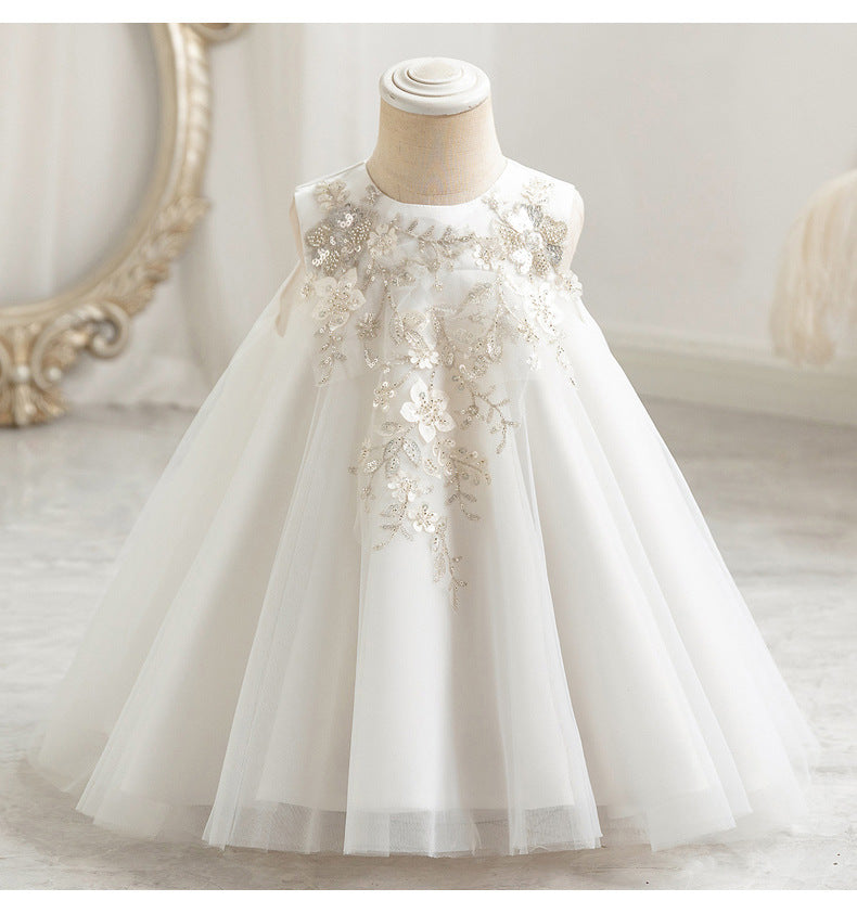 Vestido Infantil de Flores de Tul