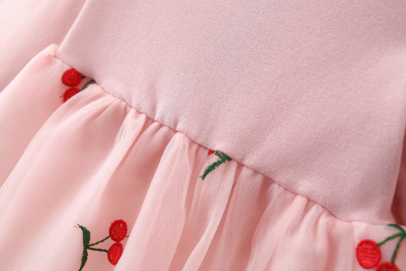 Vestido Infantil Cerejinhas Tule