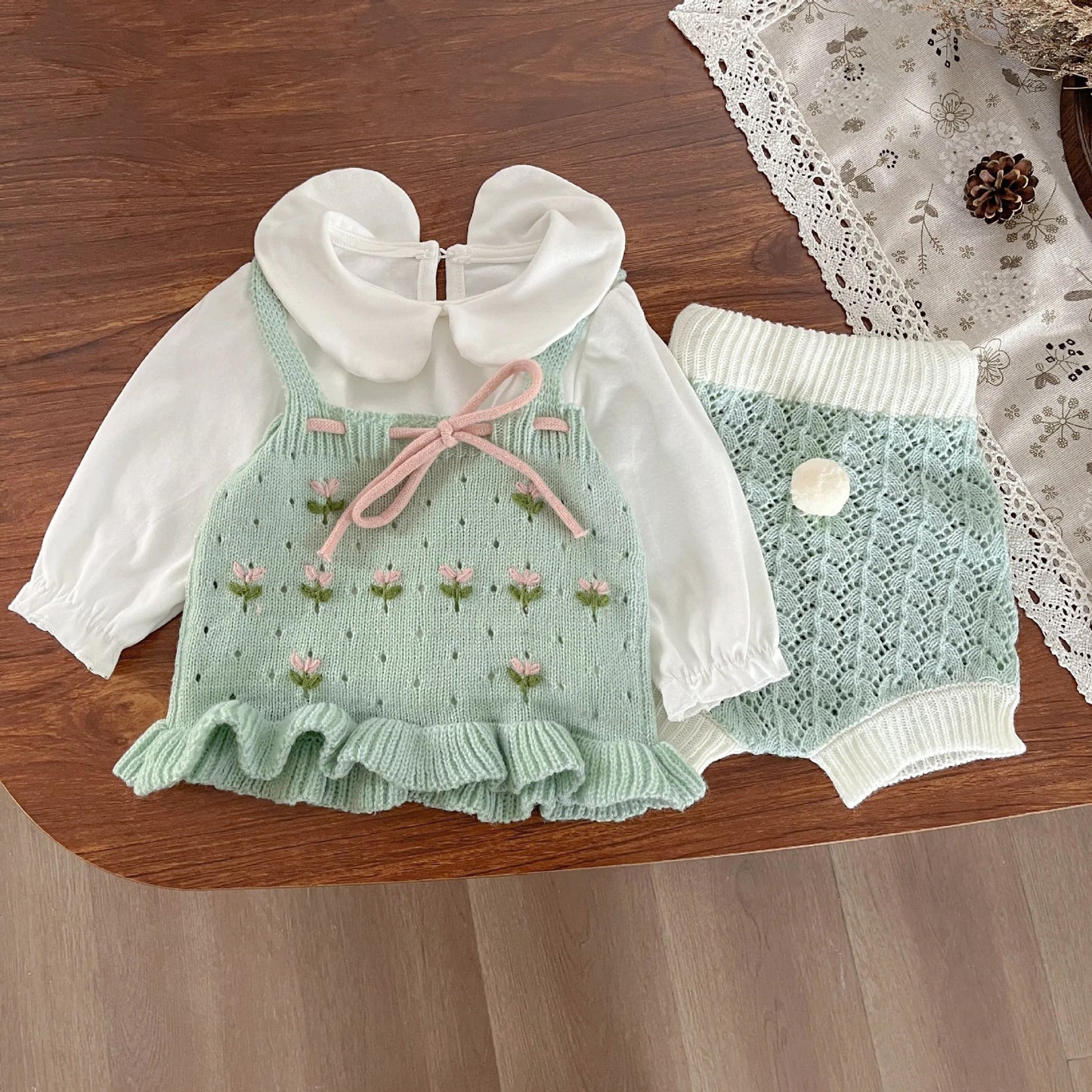 Conjunto de Punto de 3 Piezas para Niñas