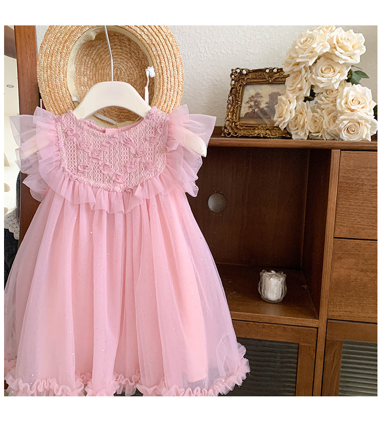 Vestido Infantil De Flores De Tul