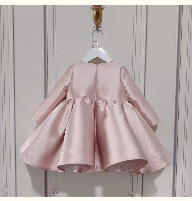 Vestido Infantil con Lazo y Perlas