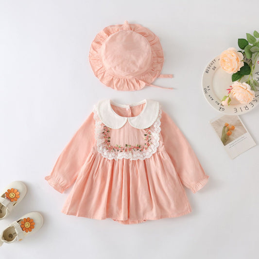 Vestido infantil floral de manga larga