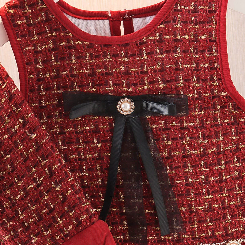 Conjunto de tweed rojo para niñas
