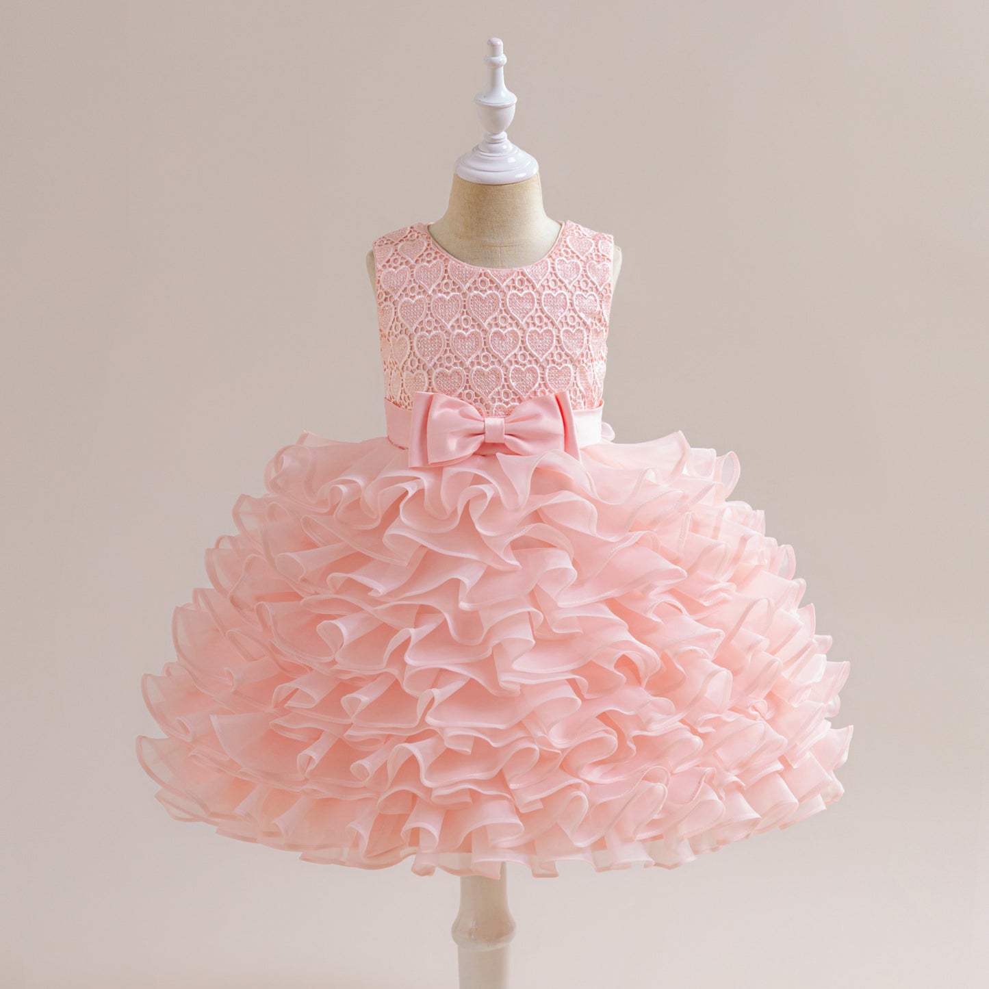 Vestido de Fiesta Infantil Corazones y Lazo