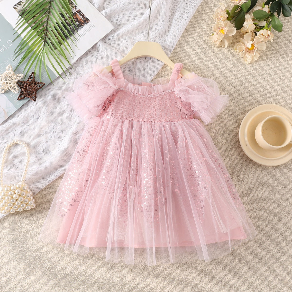 Vestido Infantil de Tul Brillante