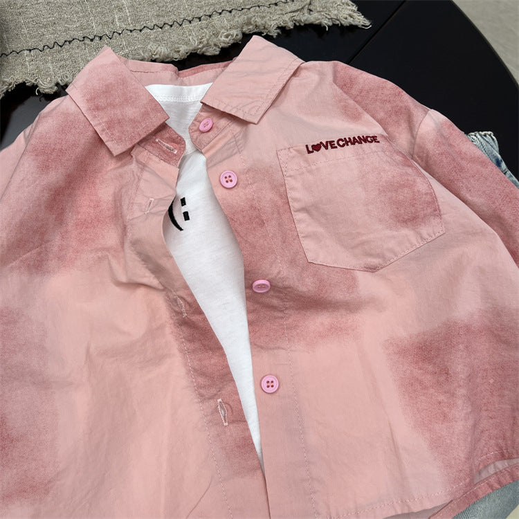 Camisa Infantil Bolsillo Rosa