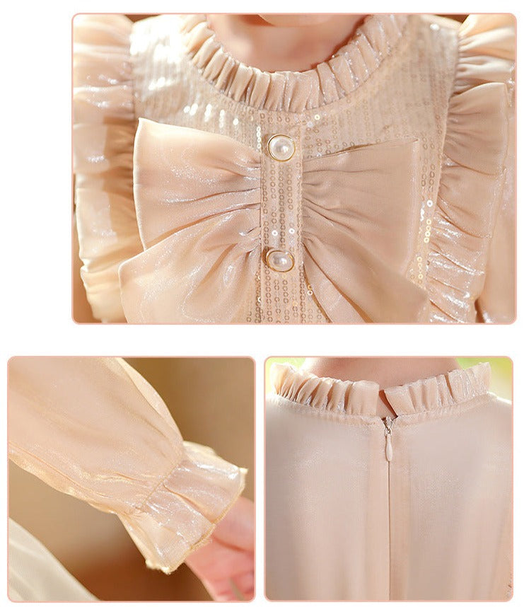 Vestido Infantil Tul Encaje Perlas