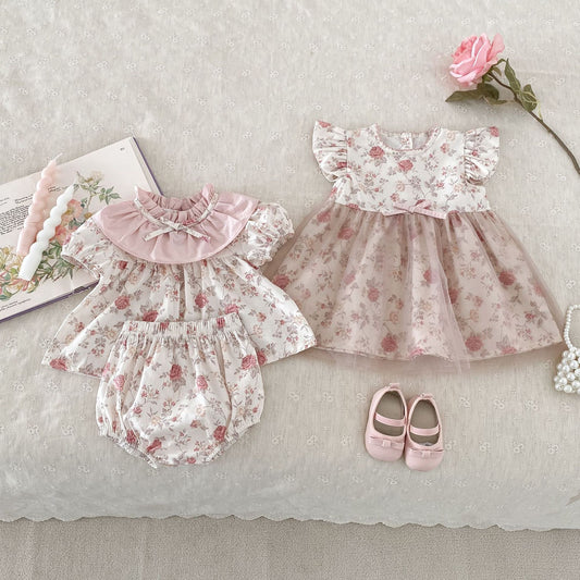 Conjunto/Vestido Floral para Niños y Mujeres