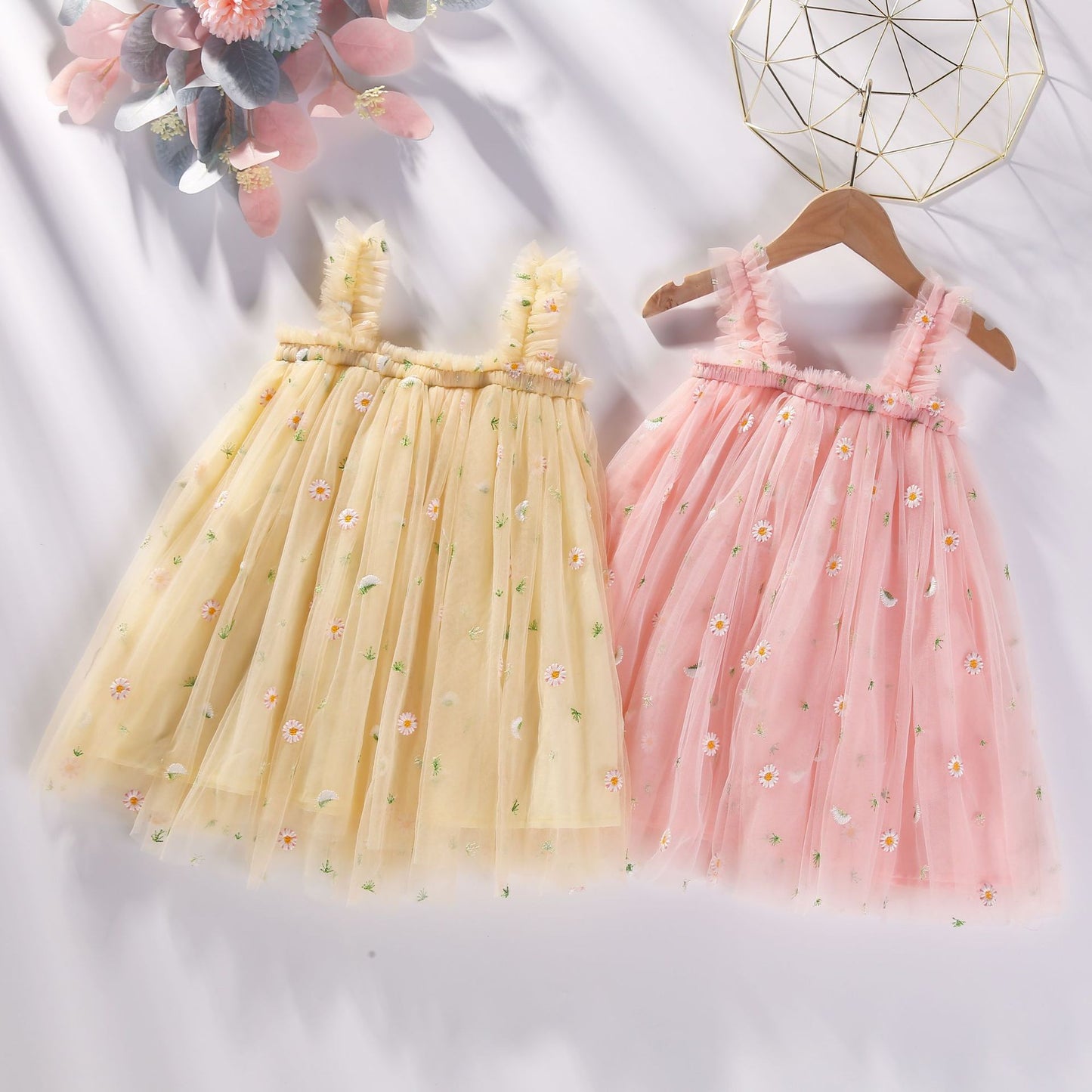 Vestido Infantil De Flores De Tul
