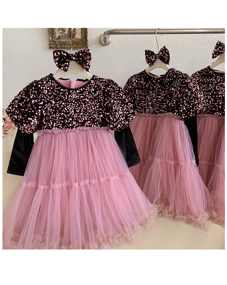 Vestido Infantil Rosa Brillante