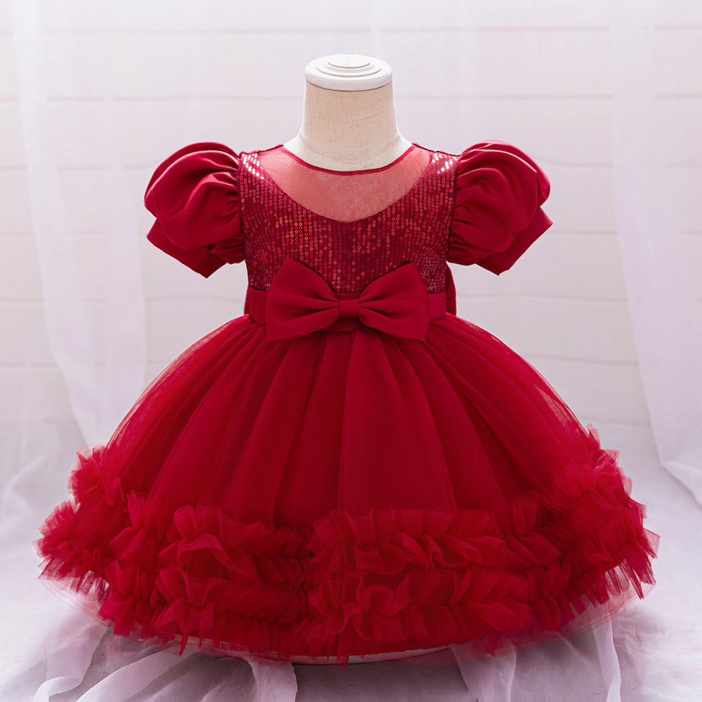 Vestido de Fiesta Infantil Lentejuelas Lazo