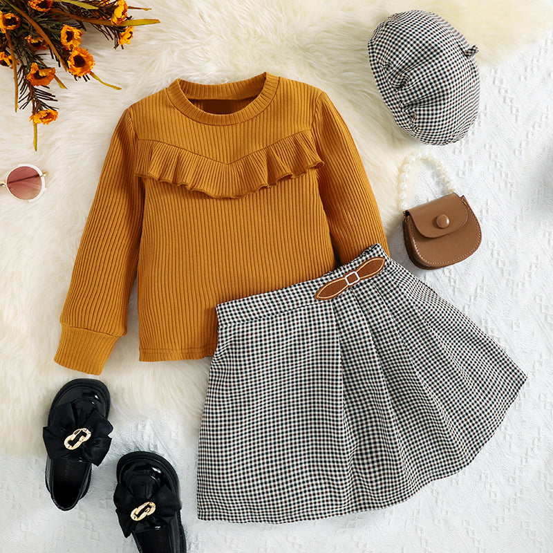 Conjunto de falda a cuadros para niña