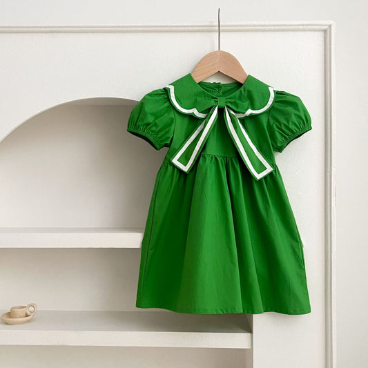 Vestido Infantil de Encaje Verde