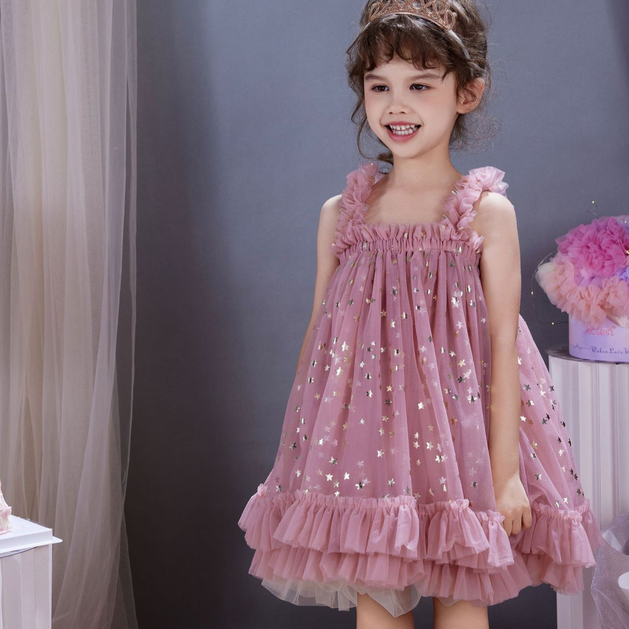 Vestido Infantil Tul Estrellas