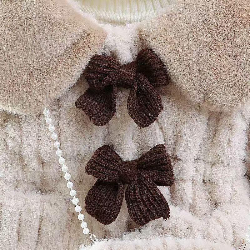 Abrigo de Invierno de Felpa con Lazos para Niñas