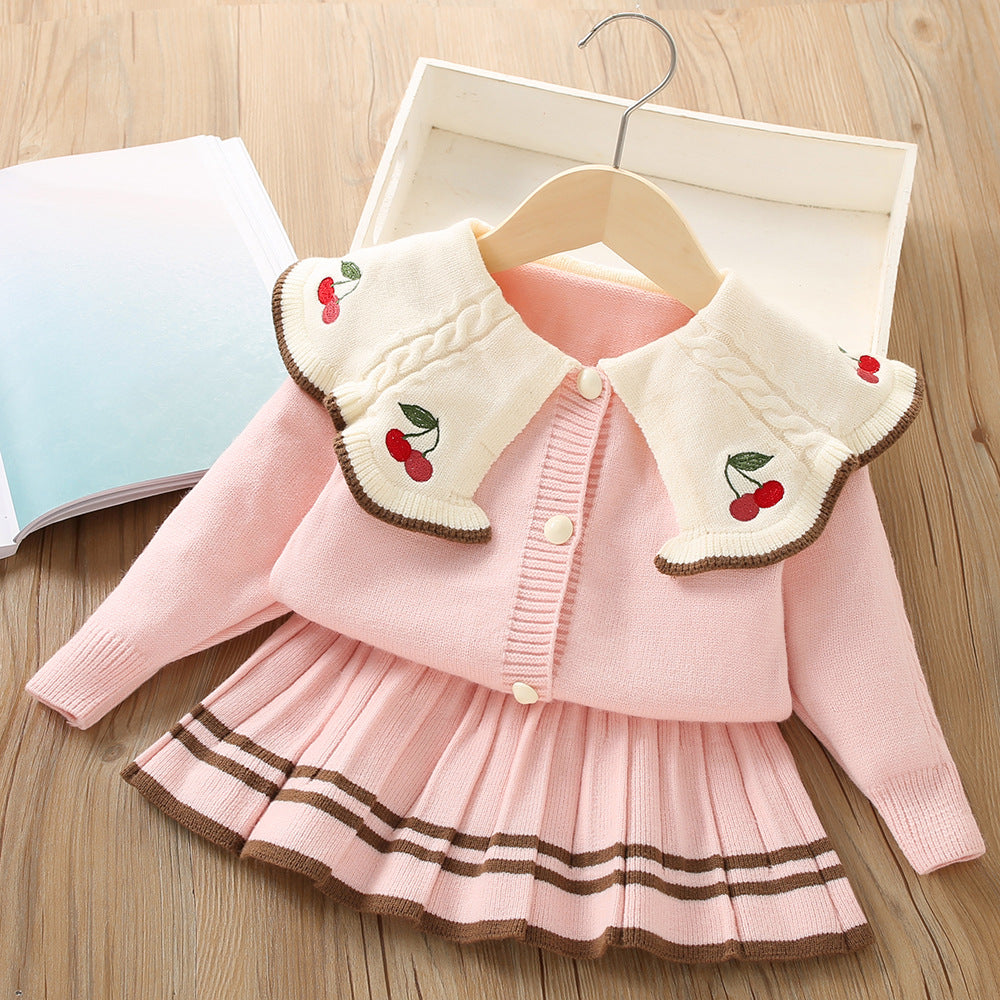 Conjunto Niña Cuello Punto Cerezas