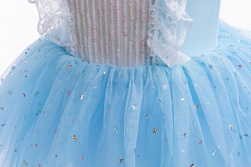Vestido Infantil Princesa Tul Estrellas