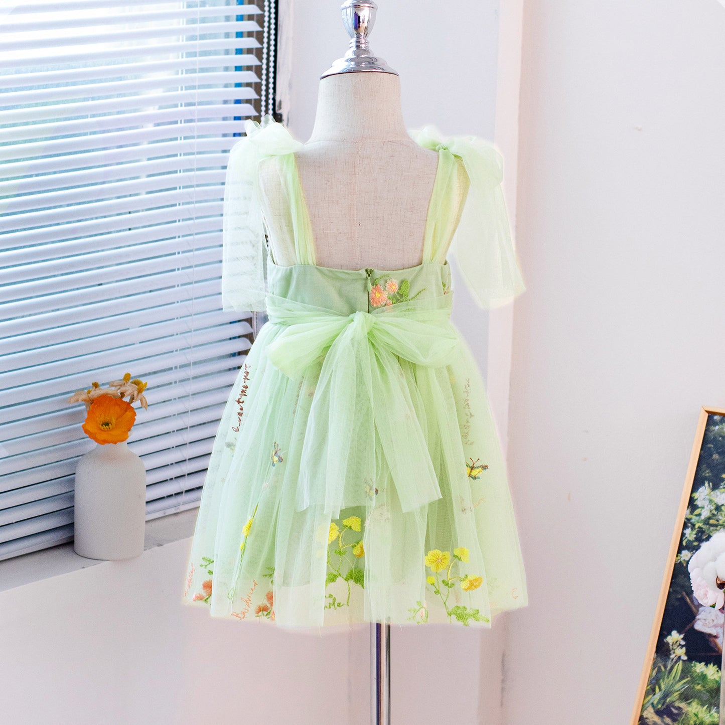 Vestido Infantil Lazo Tul Floral